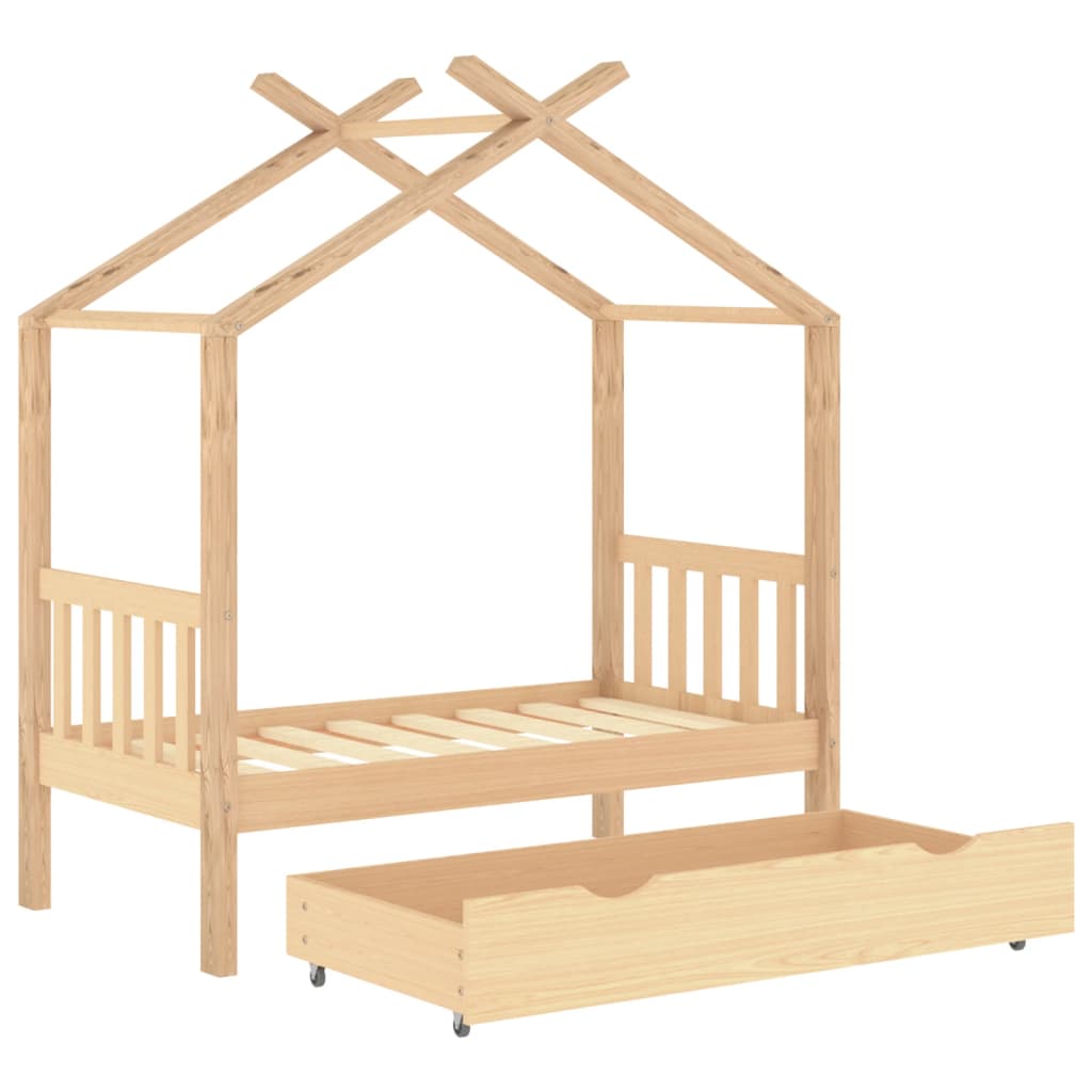 Kinderbedframe met lade massief grenenhout 70x140 cm is nu te koop bij PeponiXL, paradijselijk wonen!