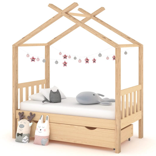 Kinderbedframe met lade massief grenenhout 70x140 cm is nu te koop bij PeponiXL, paradijselijk wonen!