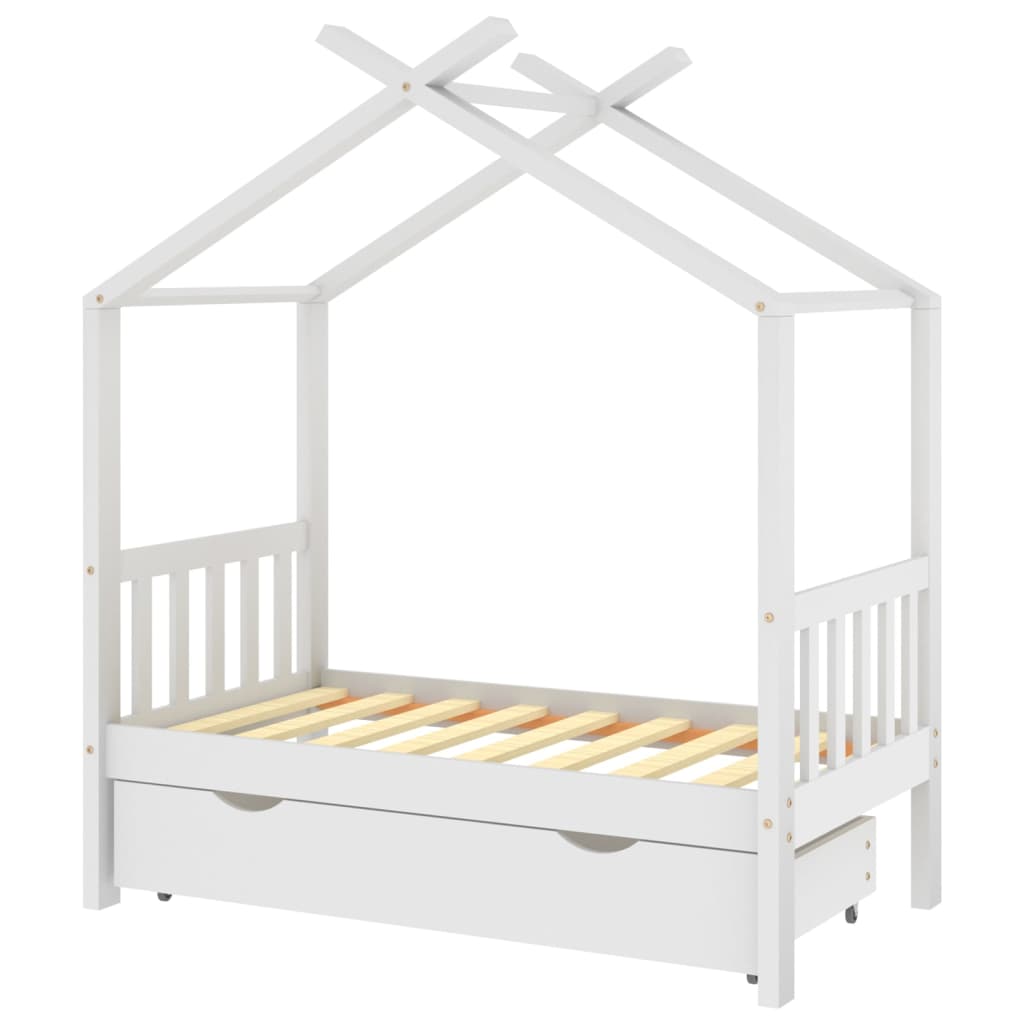 Kinderbedframe met lade massief grenenhout 70x140 cm wit is nu te koop bij PeponiXL, paradijselijk wonen!