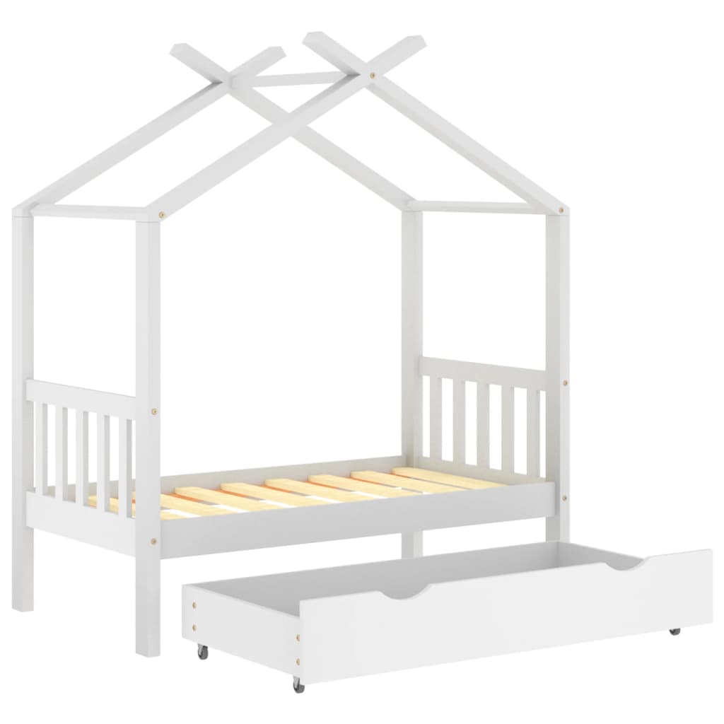 Kinderbedframe met lade massief grenenhout 70x140 cm wit is nu te koop bij PeponiXL, paradijselijk wonen!