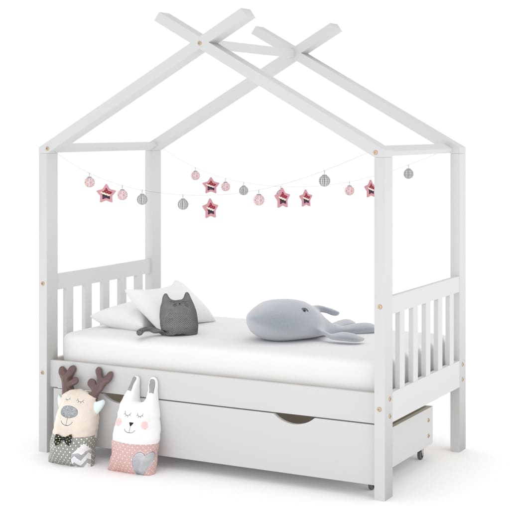 Kinderbedframe met lade massief grenenhout 70x140 cm wit is nu te koop bij PeponiXL, paradijselijk wonen!