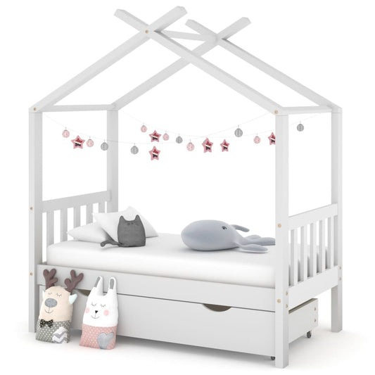 Kinderbedframe met lade massief grenenhout 70x140 cm wit is nu te koop bij PeponiXL, paradijselijk wonen!