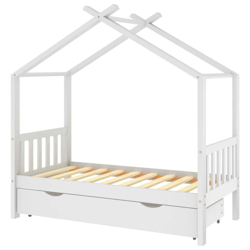Kinderbedframe met lade massief grenenhout wit 80x160 cm is nu te koop bij PeponiXL, paradijselijk wonen!