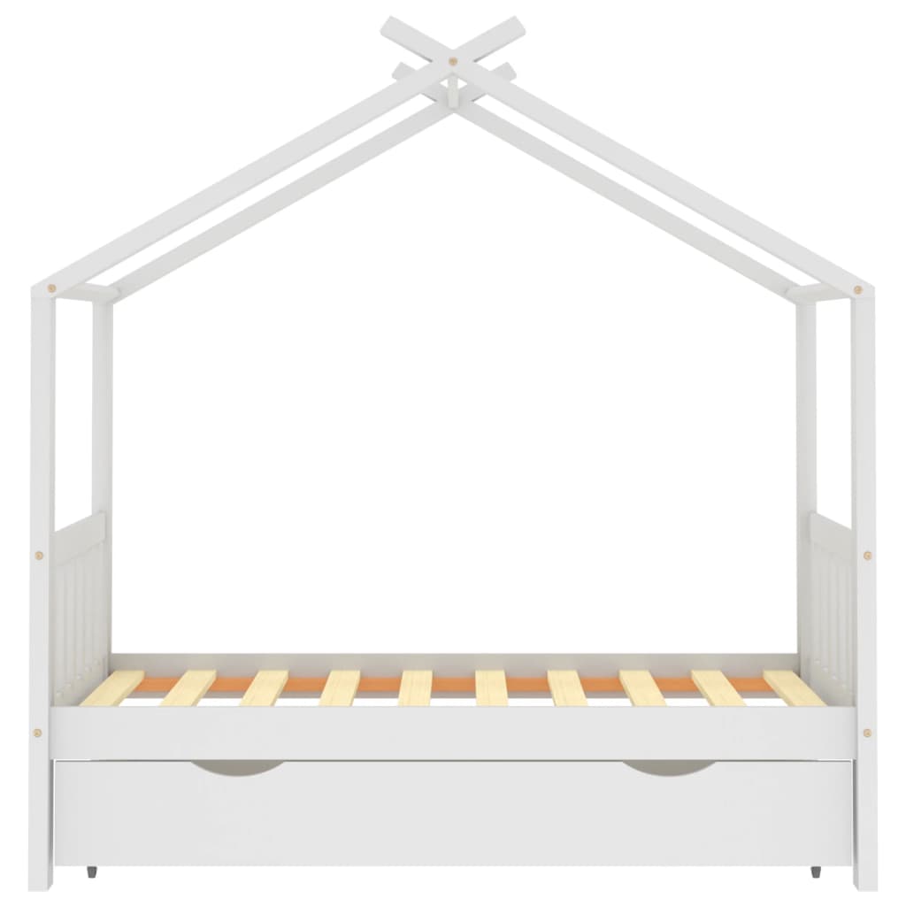 Kinderbedframe met lade massief grenenhout wit 80x160 cm is nu te koop bij PeponiXL, paradijselijk wonen!