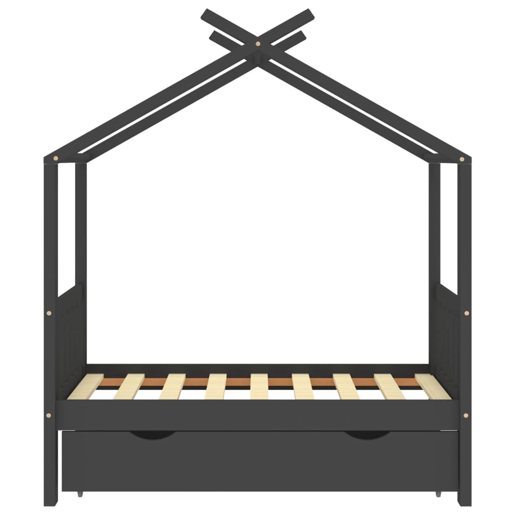 Kinderbedframe met lade grenenhout donkergrijs 70x140 cm is nu te koop bij PeponiXL, paradijselijk wonen!