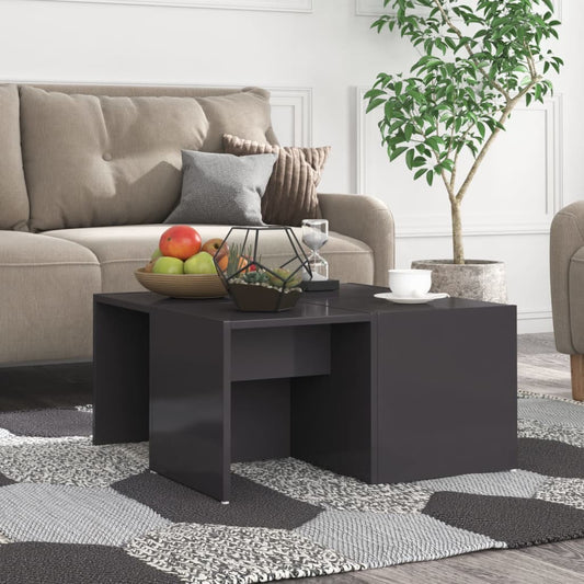 Salontafels 4 st 33x33x33 cm bewerkt hout hoogglans grijs is nu te koop bij PeponiXL, paradijselijk wonen!