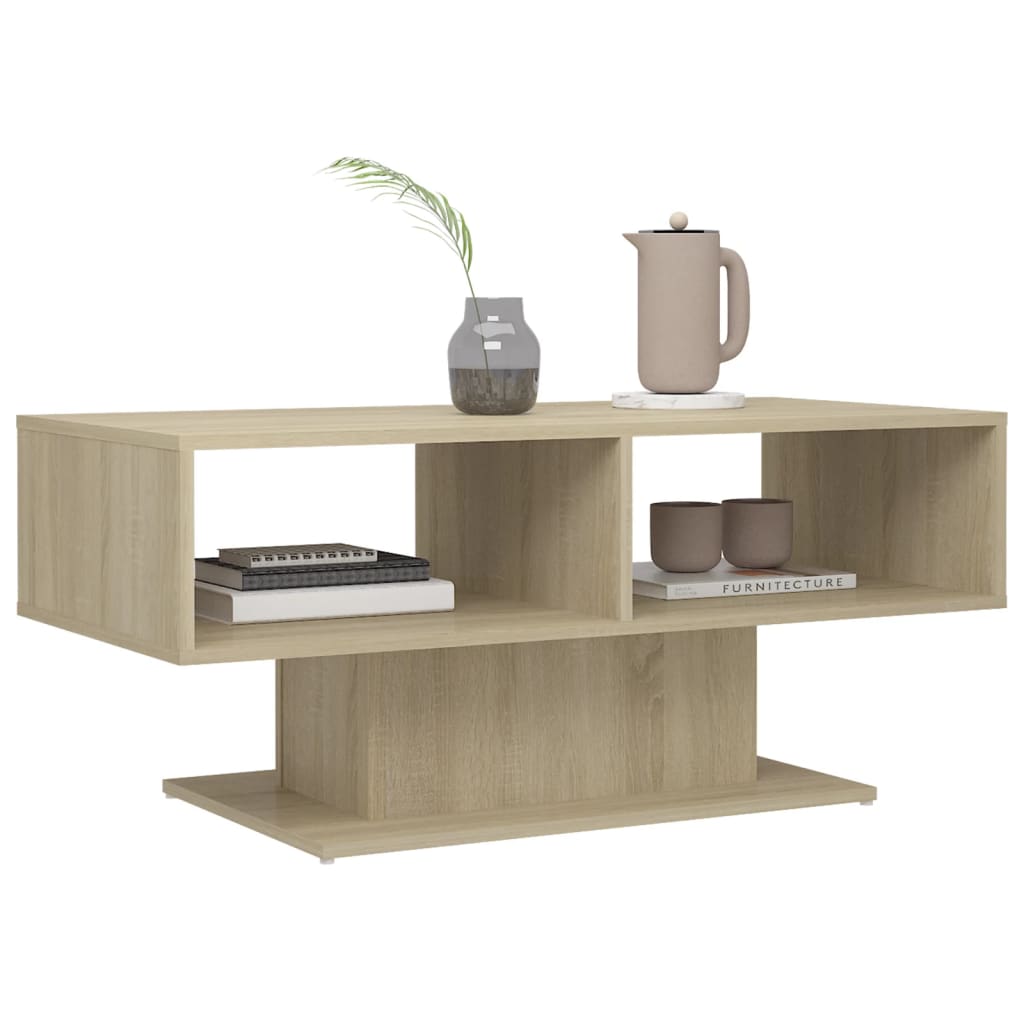 Salontafel 103,5x50x44,5 cm bewerkt hout sonoma eikenkleurig is nu te koop bij PeponiXL, paradijselijk wonen!