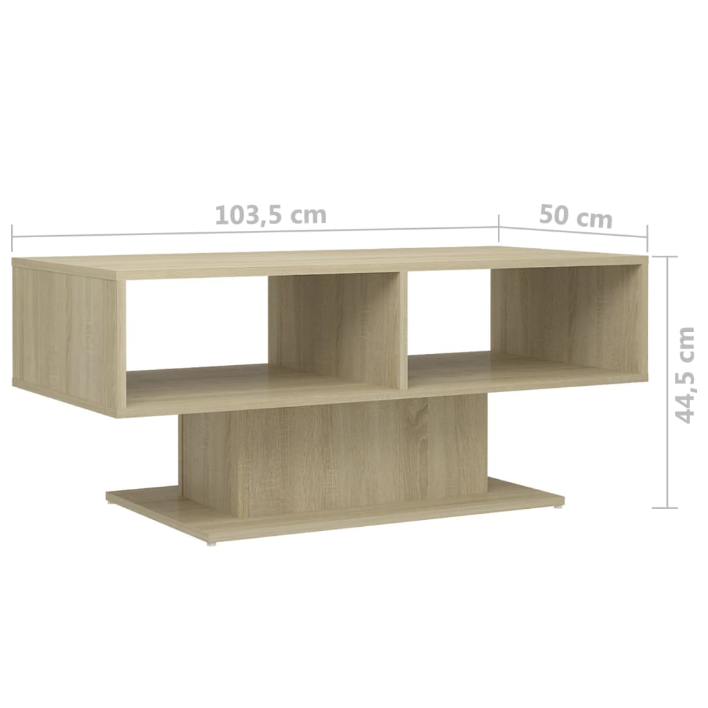 Salontafel 103,5x50x44,5 cm bewerkt hout sonoma eikenkleurig is nu te koop bij PeponiXL, paradijselijk wonen!
