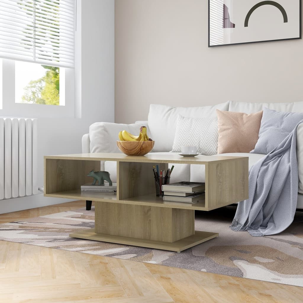 Salontafel 103,5x50x44,5 cm bewerkt hout sonoma eikenkleurig is nu te koop bij PeponiXL, paradijselijk wonen!