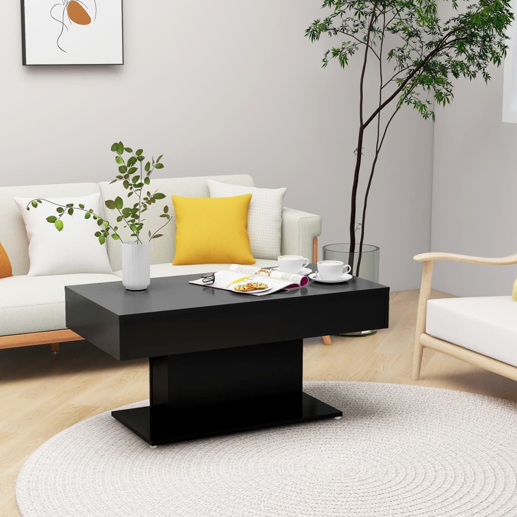 Salontafel 96x50x45 cm bewerkt hout zwart is nu te koop bij PeponiXL, paradijselijk wonen!