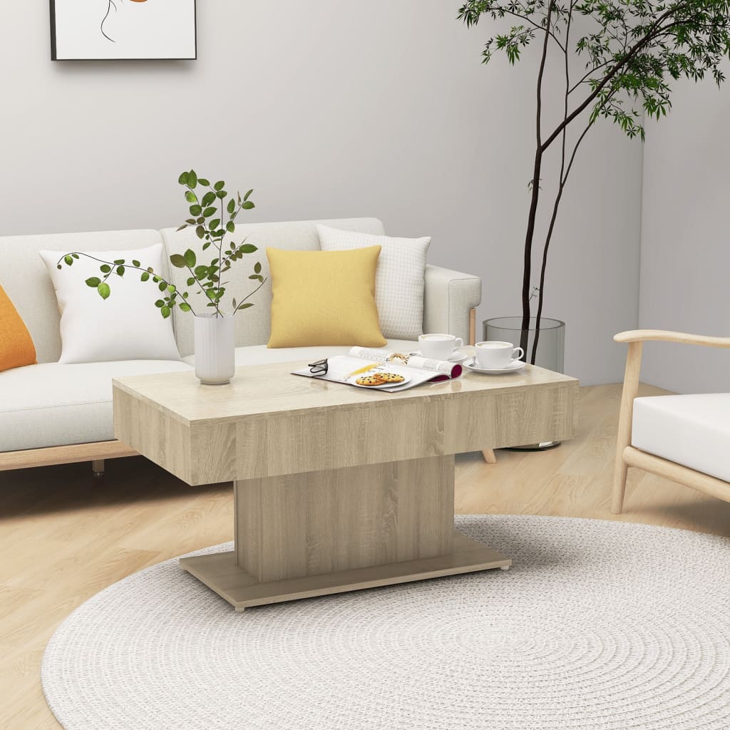 Salontafel 96x50x45 cm bewerkt hout sonoma eikenkleurig is nu te koop bij PeponiXL, paradijselijk wonen!
