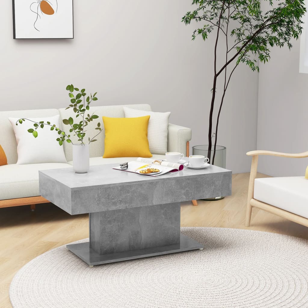 Salontafel 96x50x45 cm bewerkt hout betongrijs is nu te koop bij PeponiXL, paradijselijk wonen!