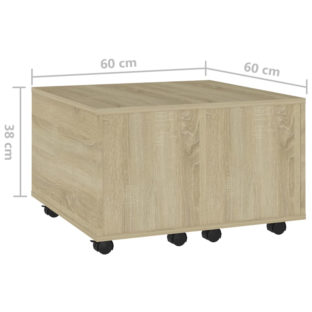 Salontafel 60x60x38 cm bewerkt hout sonoma eikenkleurig is nu te koop bij PeponiXL, paradijselijk wonen!