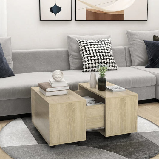 Salontafel 60x60x38 cm bewerkt hout sonoma eikenkleurig is nu te koop bij PeponiXL, paradijselijk wonen!