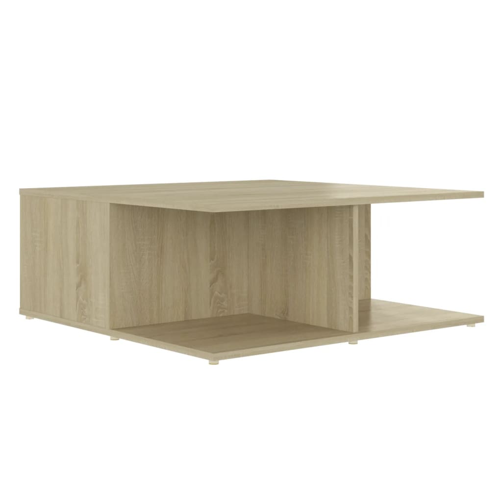 Salontafel 80x80x31 cm bewerkt hout wit en sonoma eikenkleurig is nu te koop bij PeponiXL, paradijselijk wonen!