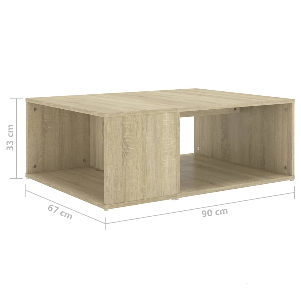 Salontafel 90x67x33 cm bewerkt hout sonoma eikenkleurig is nu te koop bij PeponiXL, paradijselijk wonen!
