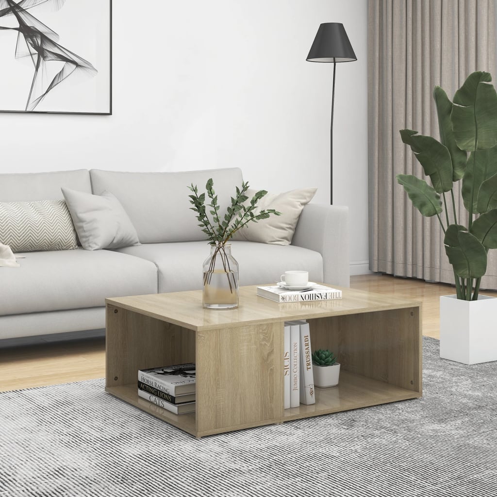 Salontafel 90x67x33 cm bewerkt hout sonoma eikenkleurig is nu te koop bij PeponiXL, paradijselijk wonen!