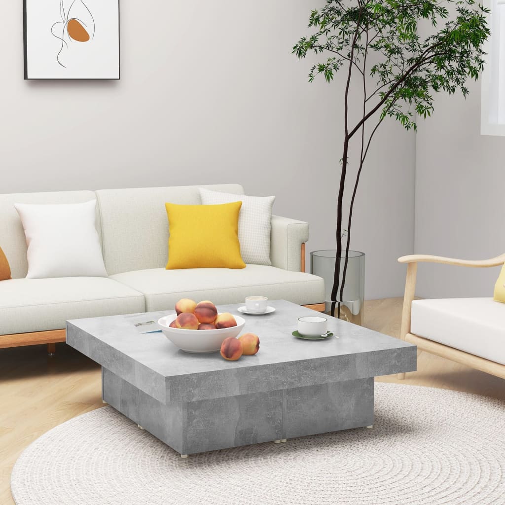 Salontafel 90x90x28 cm bewerkt hout betongrijs is nu te koop bij PeponiXL, paradijselijk wonen!