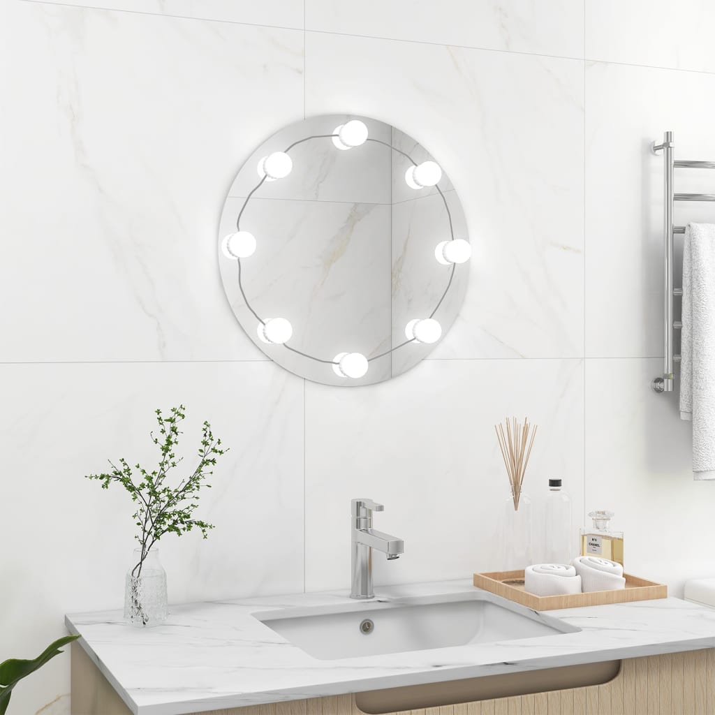 Wandspiegel met LED-lampen rond glas is nu te koop bij PeponiXL, paradijselijk wonen!