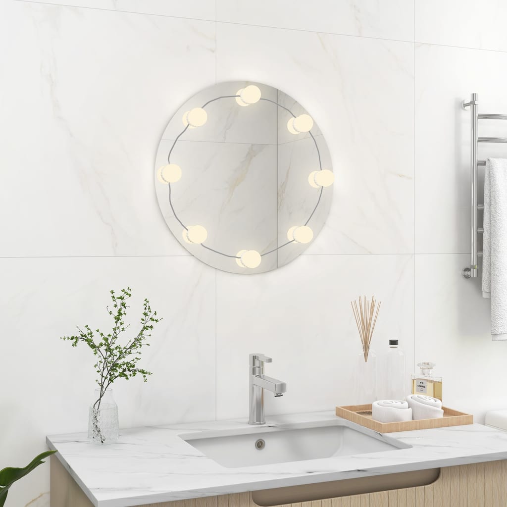 Wandspiegel met LED-lampen rond glas is nu te koop bij PeponiXL, paradijselijk wonen!