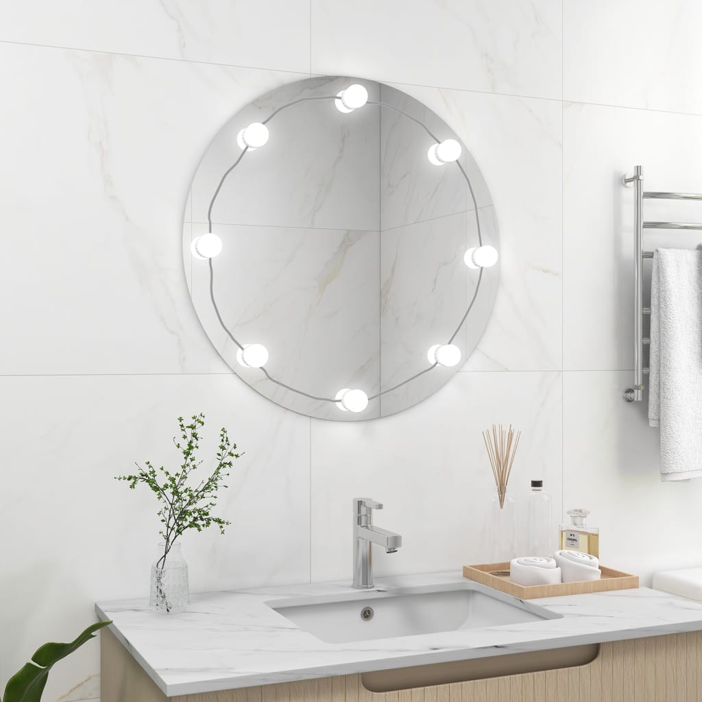 Wandspiegel met LED-lampen rond glas is nu te koop bij PeponiXL, paradijselijk wonen!