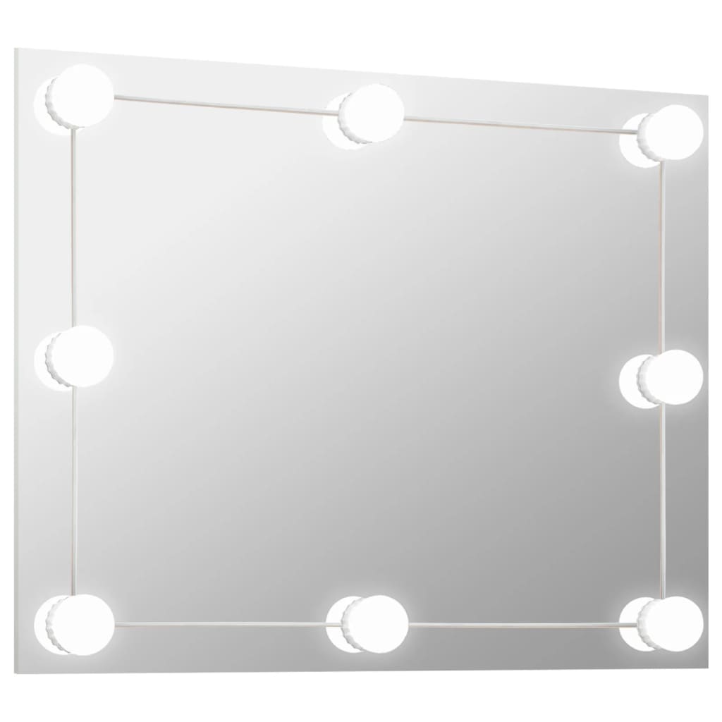Wandspiegel zonder lijst met LED-lampen rechthoekig glas is nu te koop bij PeponiXL, paradijselijk wonen!