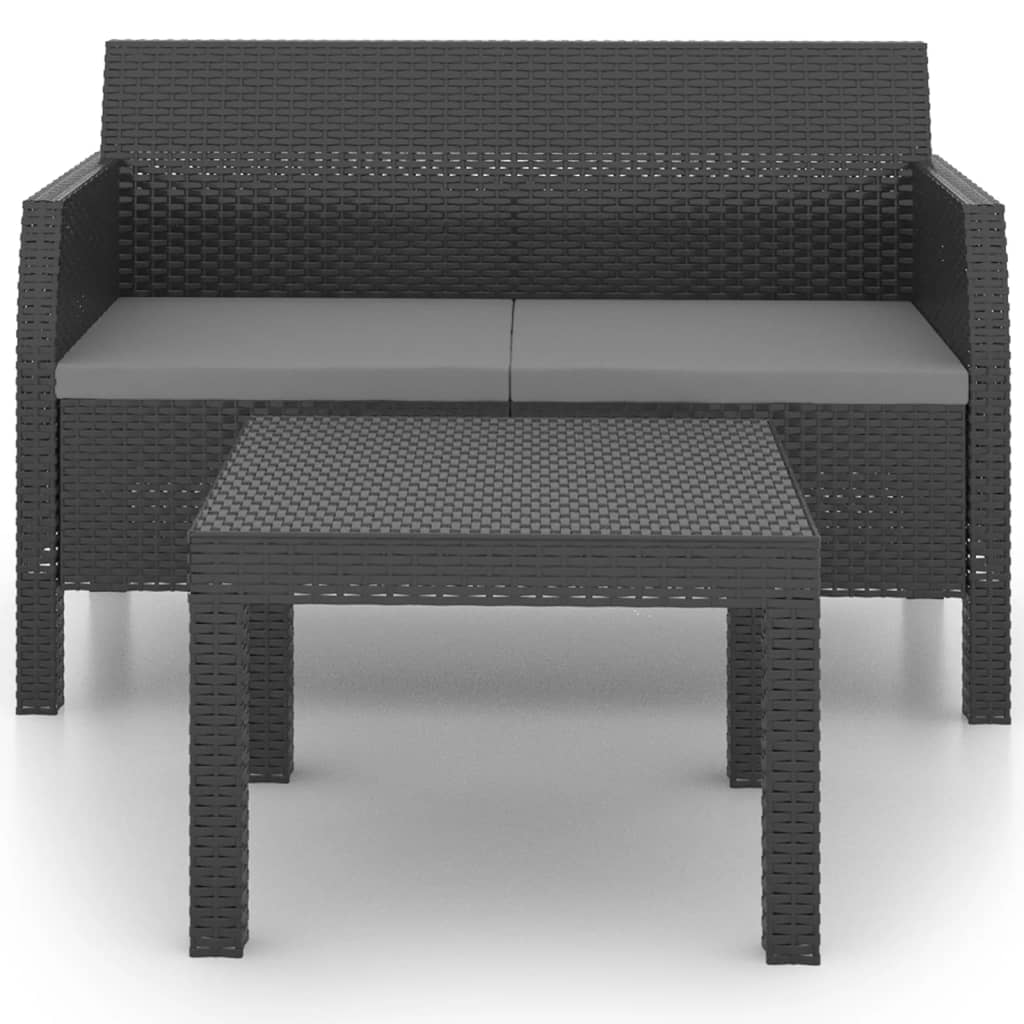 2-delige Loungeset met kussens PP rattan antracietkleurig is nu te koop bij PeponiXL, paradijselijk wonen!