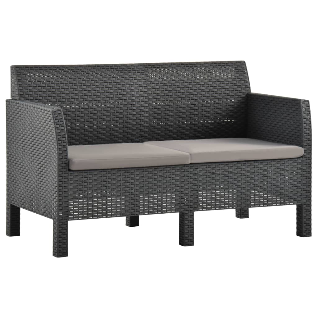 2-delige Loungeset met kussens PP rattan antracietkleurig is nu te koop bij PeponiXL, paradijselijk wonen!