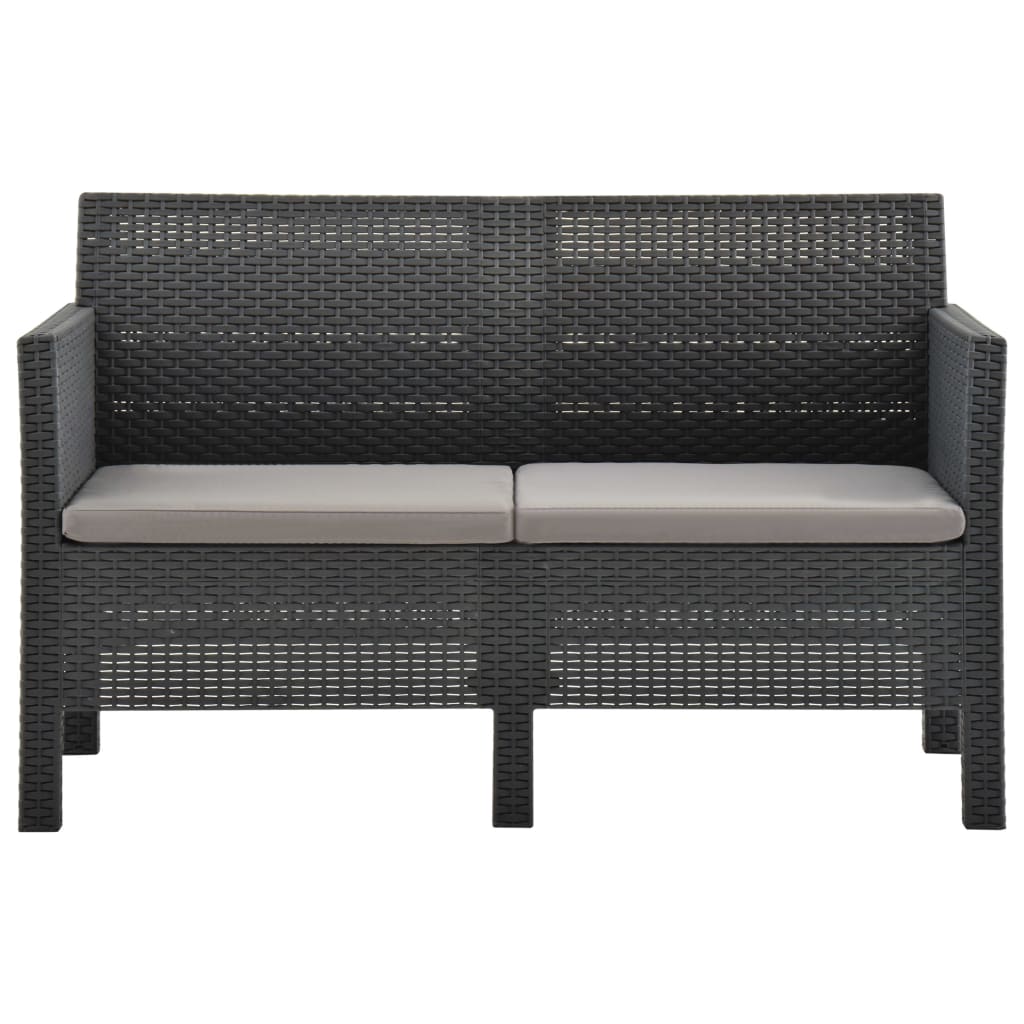 2-delige Loungeset met kussens PP rattan antracietkleurig is nu te koop bij PeponiXL, paradijselijk wonen!