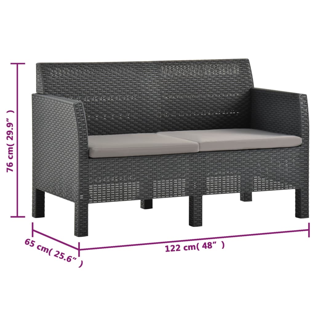 2-delige Loungeset met kussens PP rattan antracietkleurig is nu te koop bij PeponiXL, paradijselijk wonen!