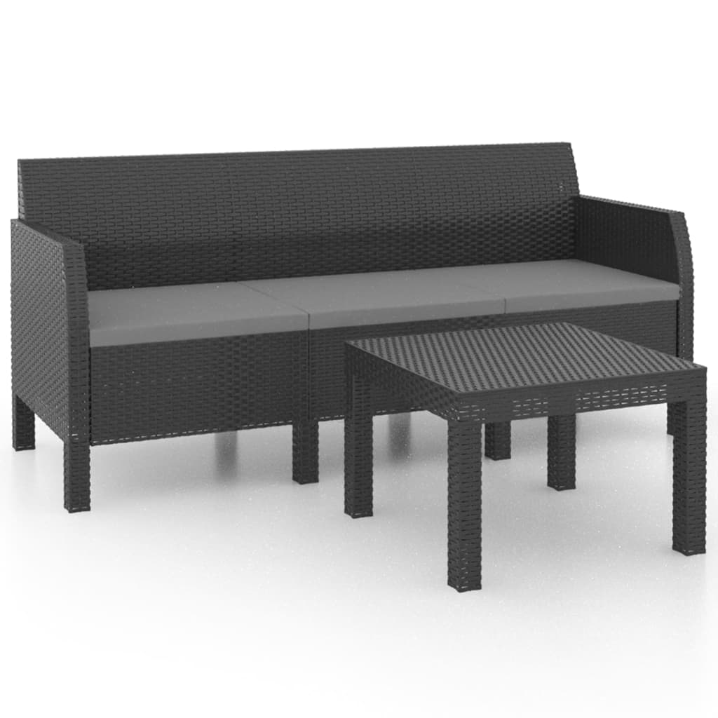 2-delige Loungeset met kussens PP rattan antracietkleurig is nu te koop bij PeponiXL, paradijselijk wonen!