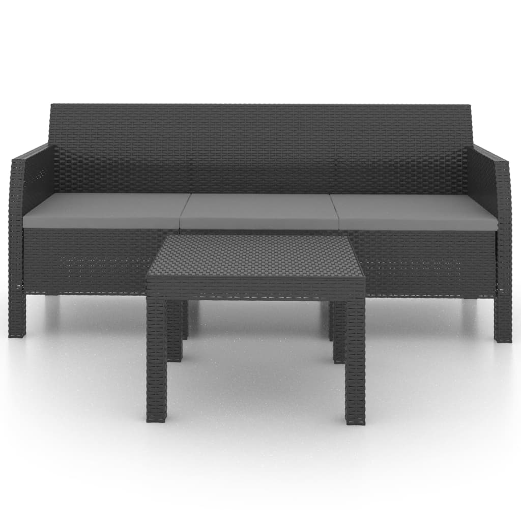 2-delige Loungeset met kussens PP rattan antracietkleurig is nu te koop bij PeponiXL, paradijselijk wonen!