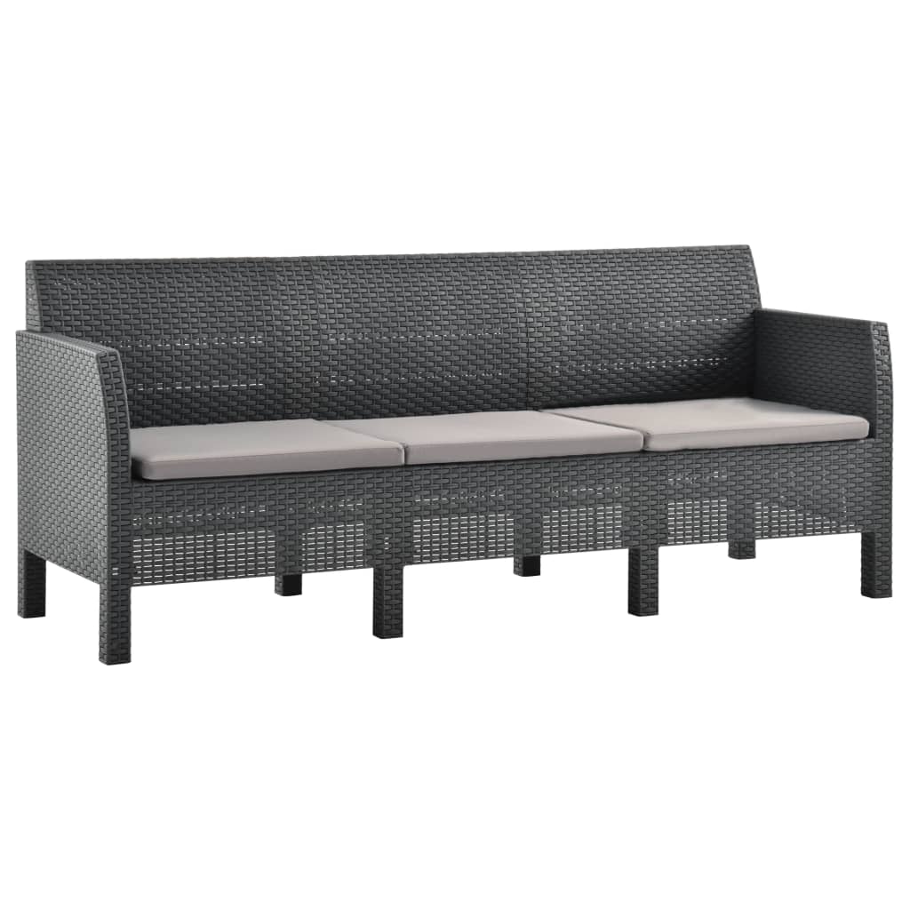 2-delige Loungeset met kussens PP rattan antracietkleurig is nu te koop bij PeponiXL, paradijselijk wonen!