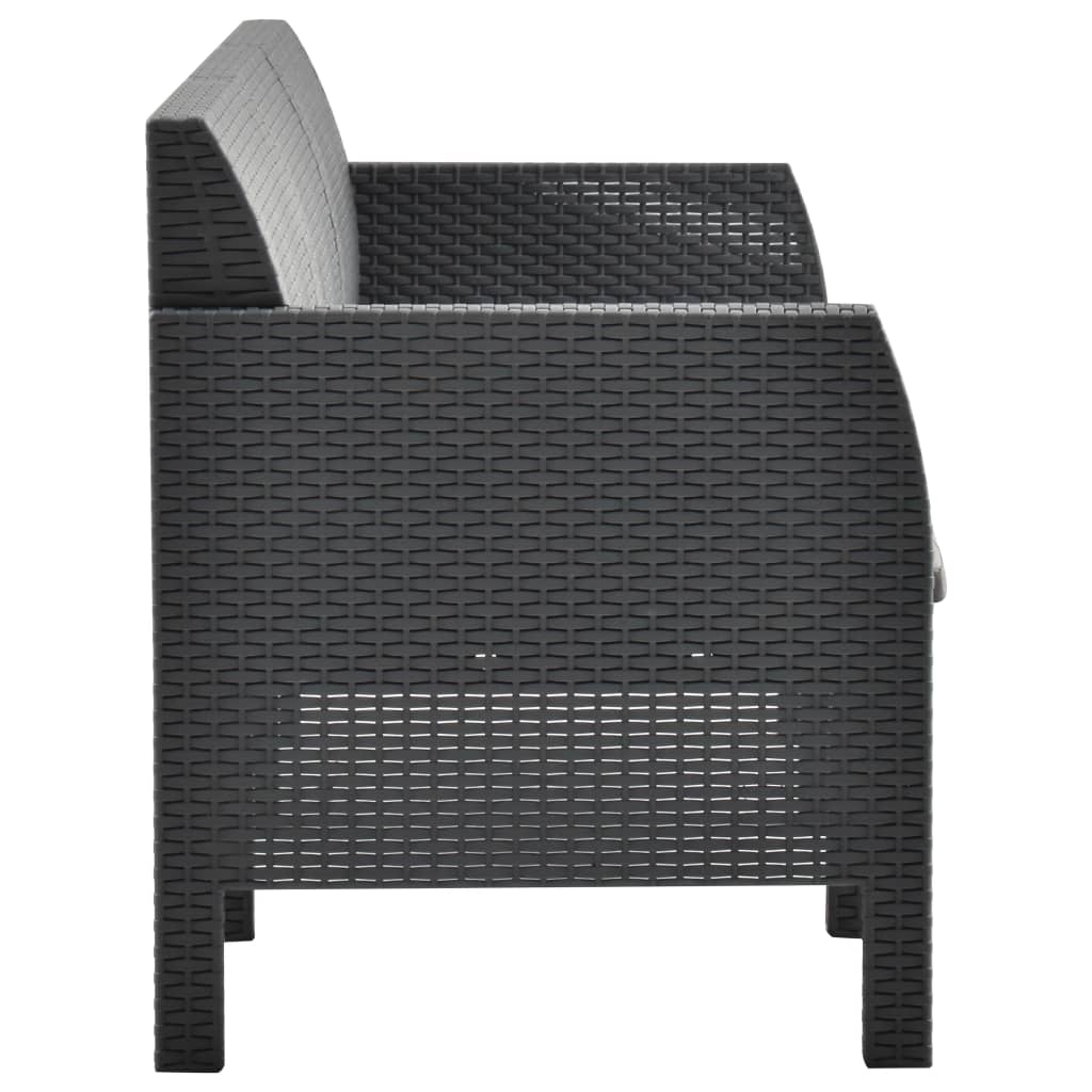 2-delige Loungeset met kussens PP rattan antracietkleurig is nu te koop bij PeponiXL, paradijselijk wonen!