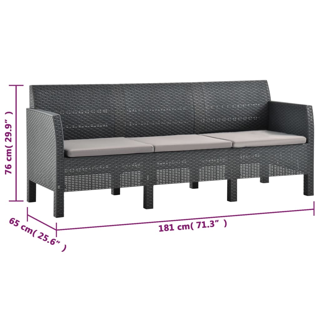 2-delige Loungeset met kussens PP rattan antracietkleurig is nu te koop bij PeponiXL, paradijselijk wonen!