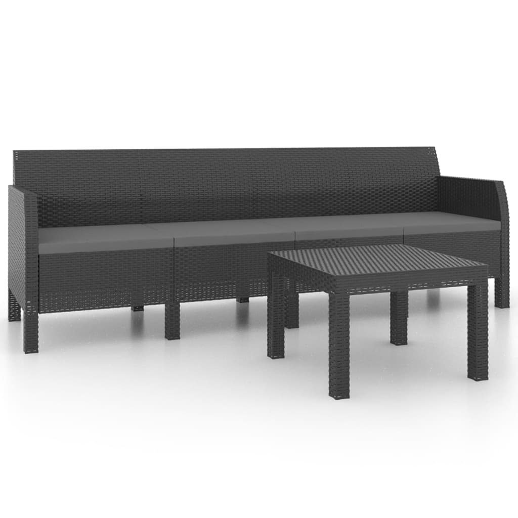 2-delige Loungeset met kussens PP rattan antracietkleurig is nu te koop bij PeponiXL, paradijselijk wonen!