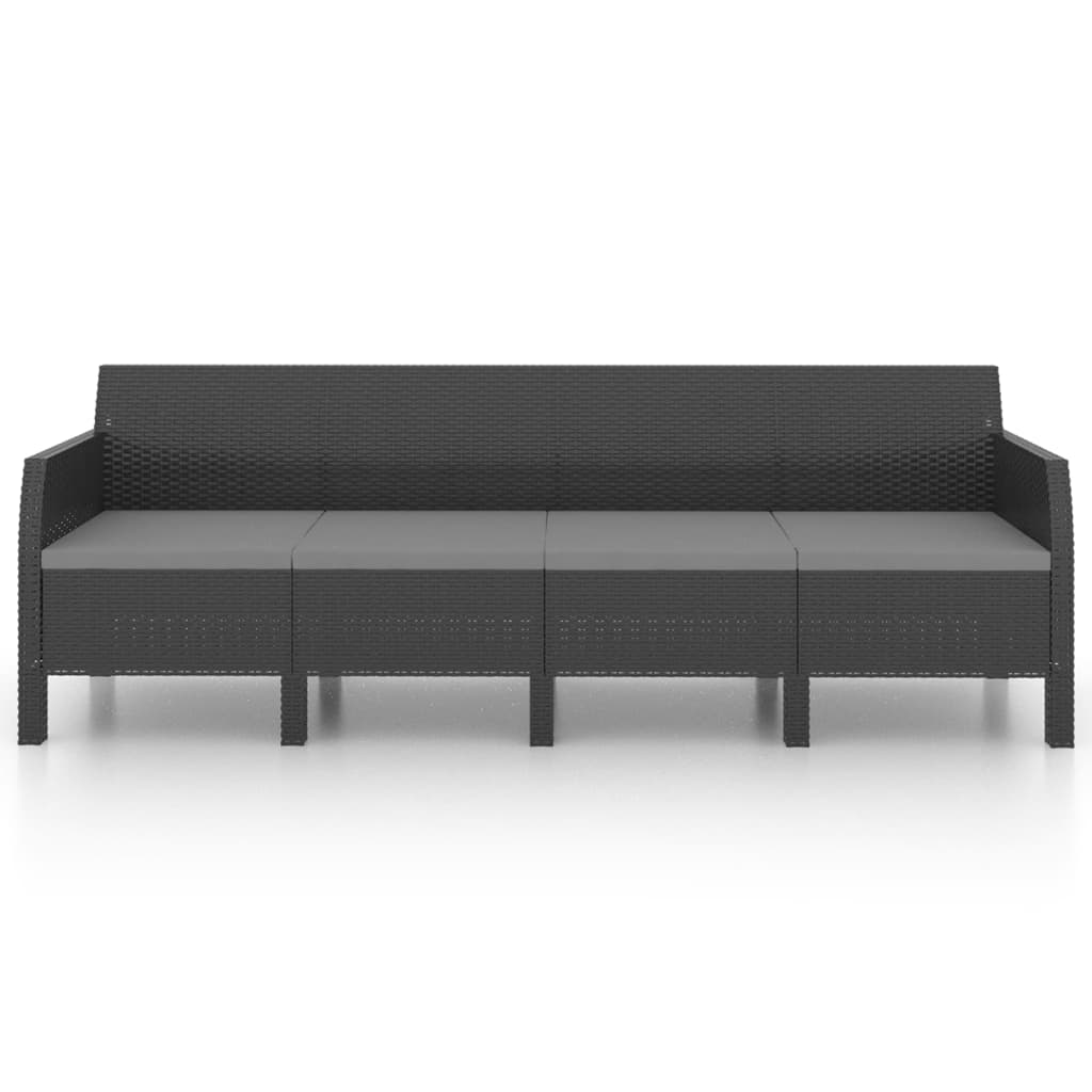 2-delige Loungeset met kussens PP rattan antracietkleurig is nu te koop bij PeponiXL, paradijselijk wonen!
