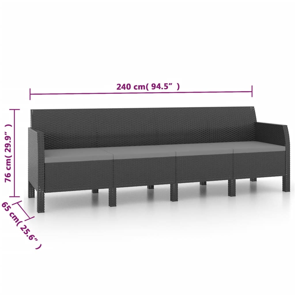 2-delige Loungeset met kussens PP rattan antracietkleurig is nu te koop bij PeponiXL, paradijselijk wonen!