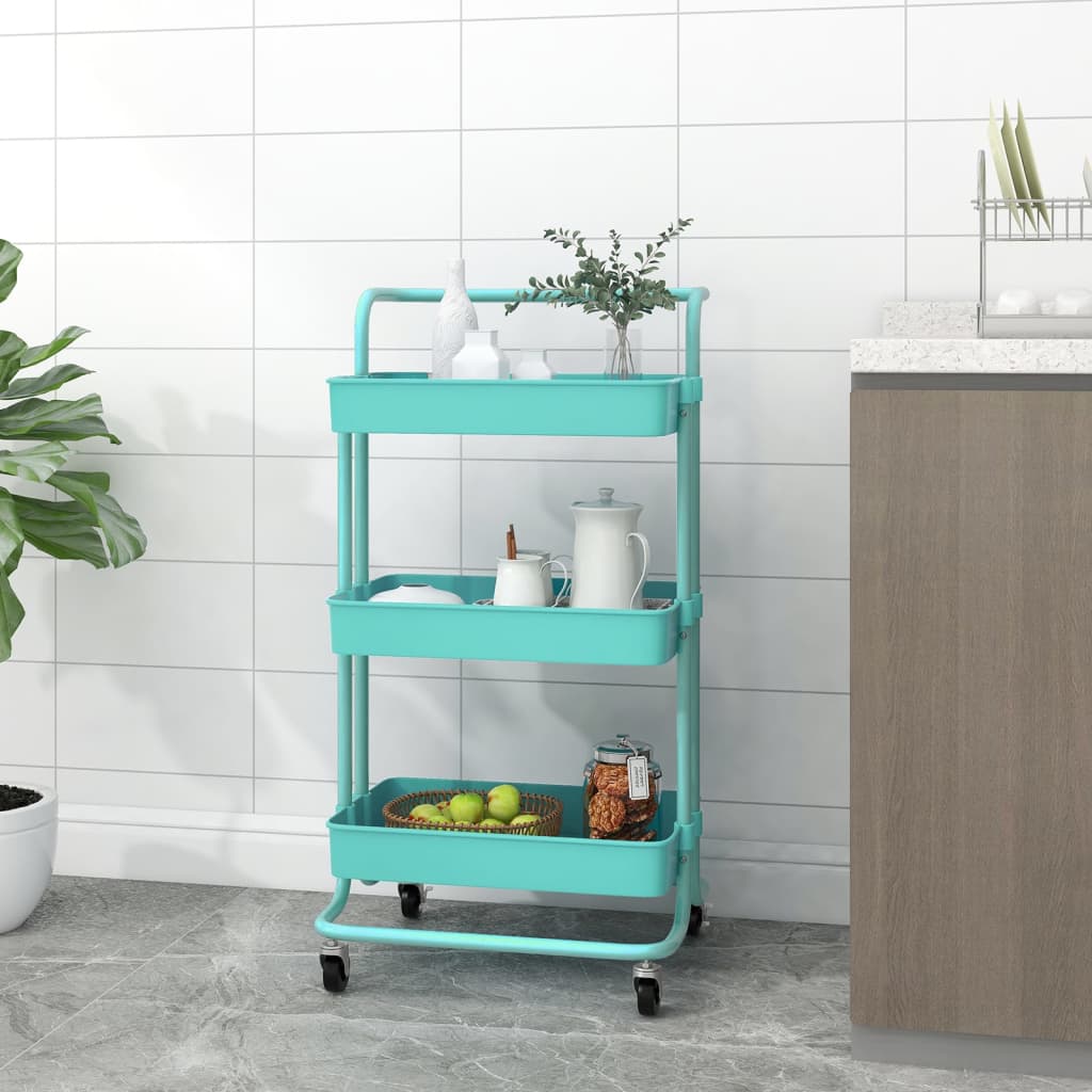 Keukentrolley 3-laags 42x35x85 cm ijzer en ABS turquoise is nu te koop bij PeponiXL, paradijselijk wonen!