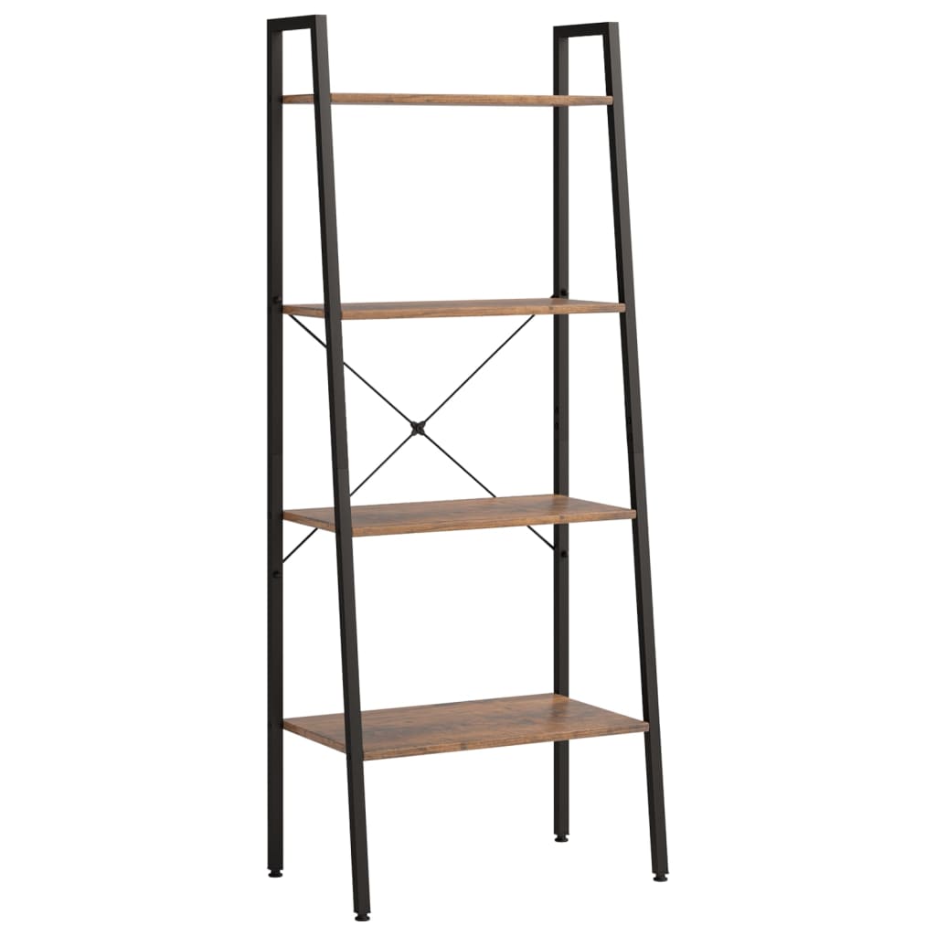 Ladderrek met 4 schappen 56x35x140 cm donkerbruin en zwart is nu te koop bij PeponiXL, paradijselijk wonen!