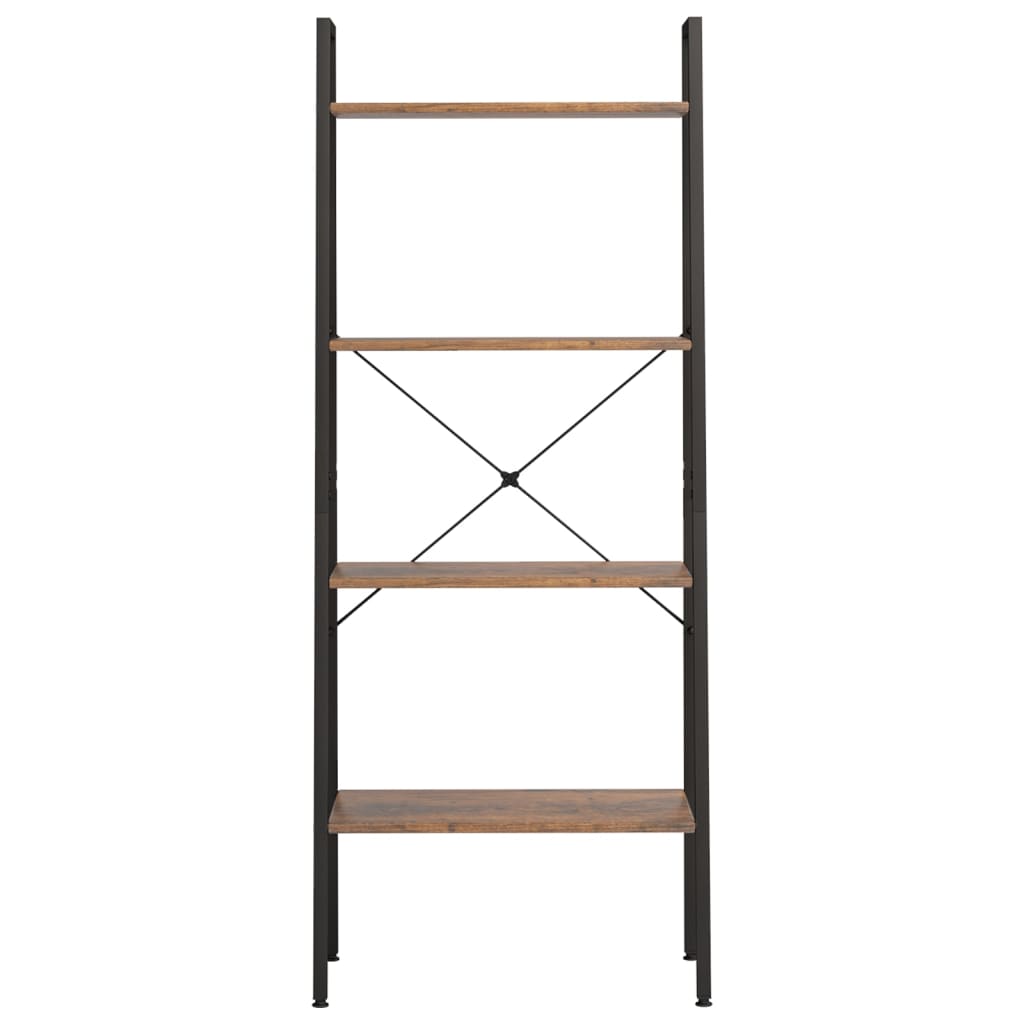 Ladderrek met 4 schappen 56x35x140 cm donkerbruin en zwart is nu te koop bij PeponiXL, paradijselijk wonen!