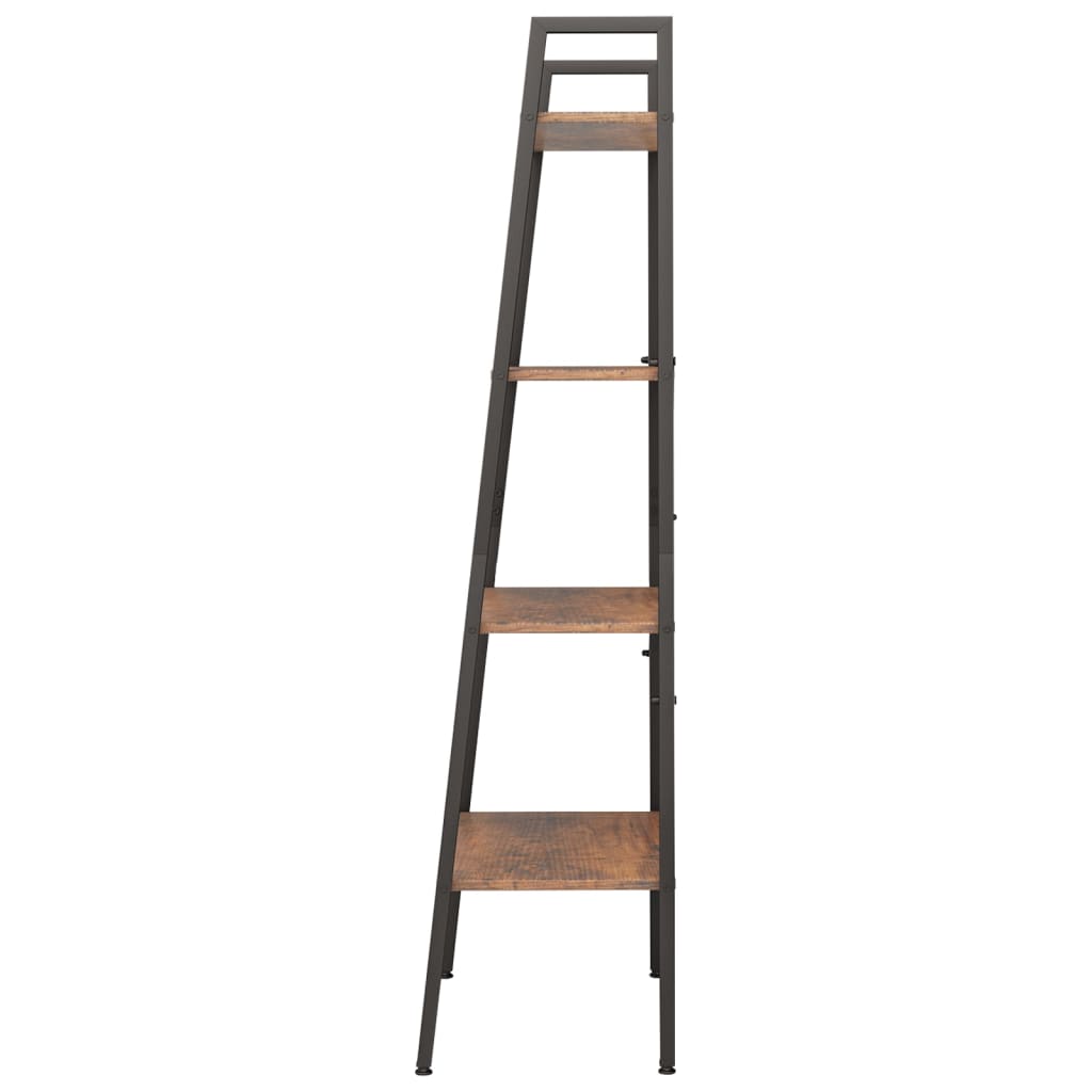Ladderrek met 4 schappen 56x35x140 cm donkerbruin en zwart is nu te koop bij PeponiXL, paradijselijk wonen!
