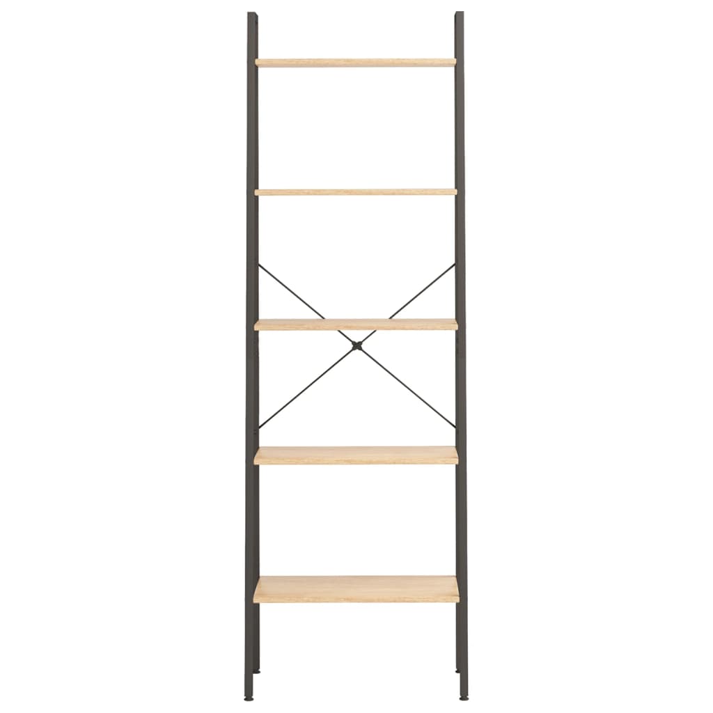 Opbergmeubel met 5 lagen 56x35x174 cm lichtbruin en zwart is nu te koop bij PeponiXL, paradijselijk wonen!