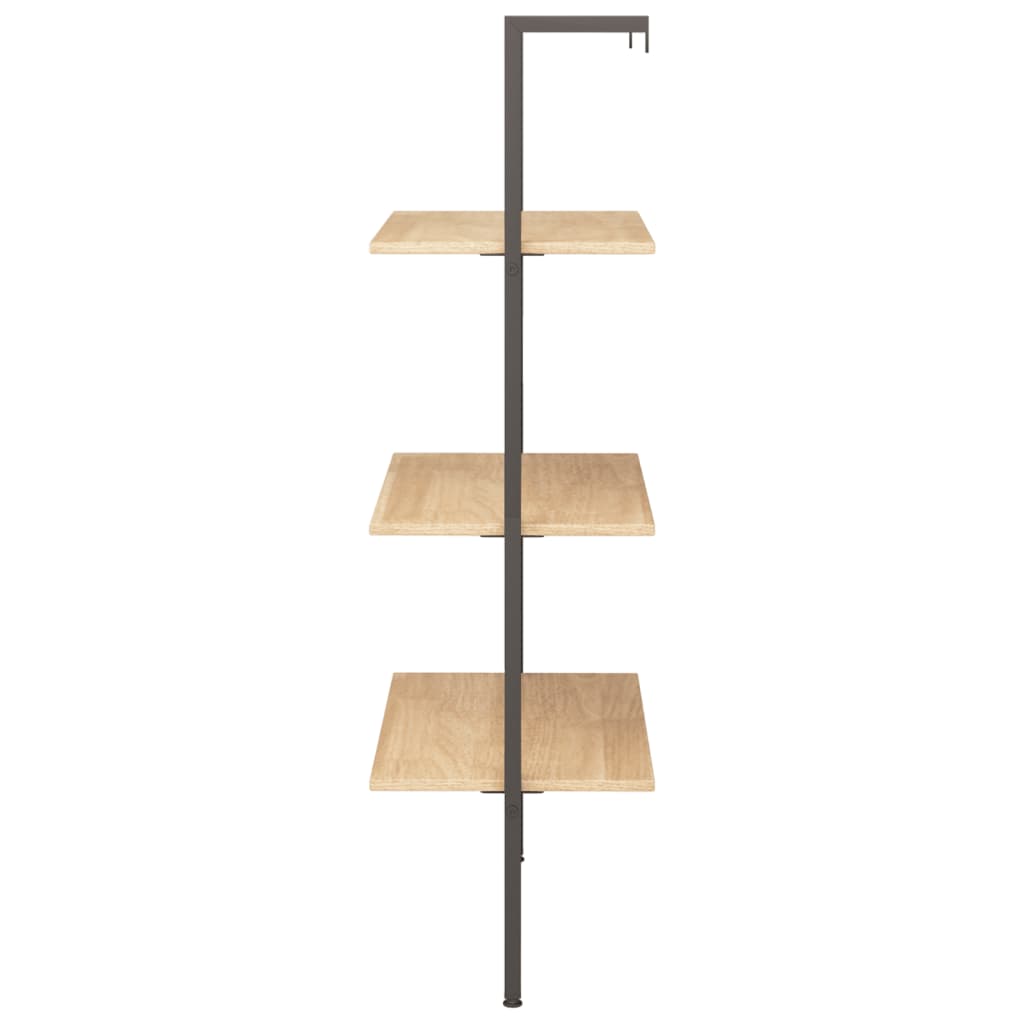 Ladderrek met 3 schappen 64x35x120,5 cm lichtbruin en zwart is nu te koop bij PeponiXL, paradijselijk wonen!