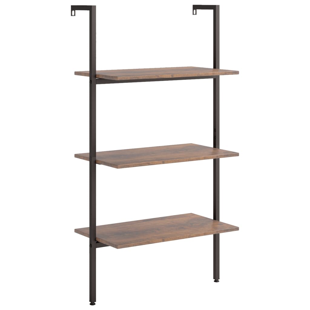 Ladderrek met 3 schappen 64x35x120,5 cm donkerbruin en zwart is nu te koop bij PeponiXL, paradijselijk wonen!