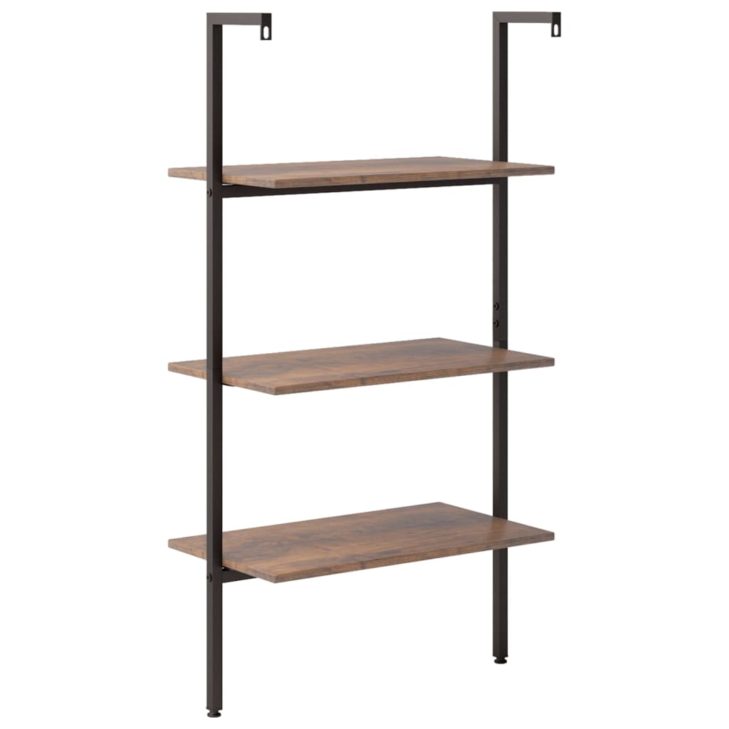 Ladderrek met 3 schappen 64x35x120,5 cm donkerbruin en zwart is nu te koop bij PeponiXL, paradijselijk wonen!