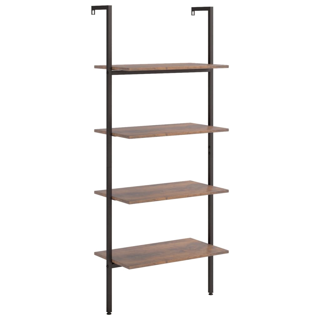 Ladderrek met 4 schappen 64x35x152,5 cm donkerbruin en zwart is nu te koop bij PeponiXL, paradijselijk wonen!