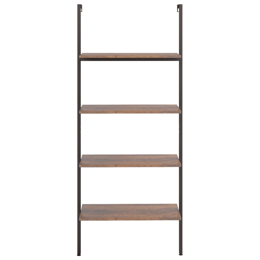 Ladderrek met 4 schappen 64x35x152,5 cm donkerbruin en zwart is nu te koop bij PeponiXL, paradijselijk wonen!