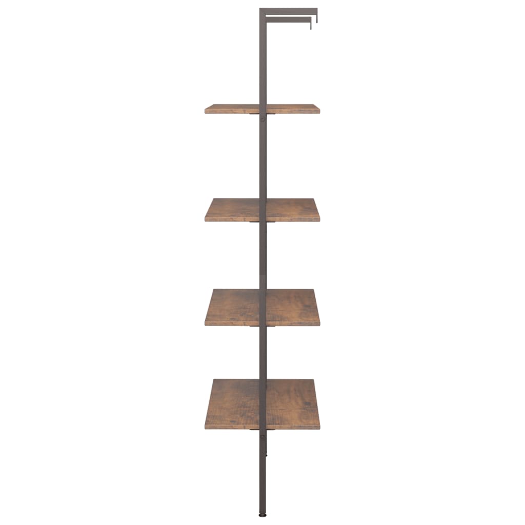 Ladderrek met 4 schappen 64x35x152,5 cm donkerbruin en zwart is nu te koop bij PeponiXL, paradijselijk wonen!