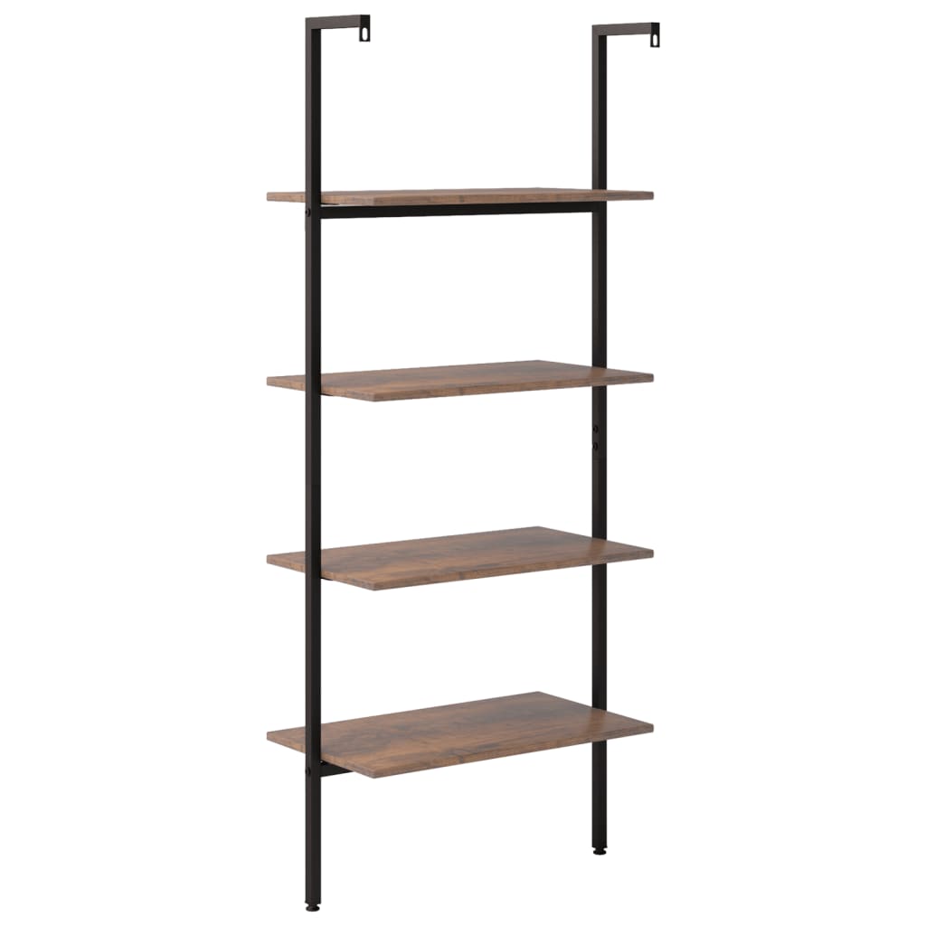 Ladderrek met 4 schappen 64x35x152,5 cm donkerbruin en zwart is nu te koop bij PeponiXL, paradijselijk wonen!